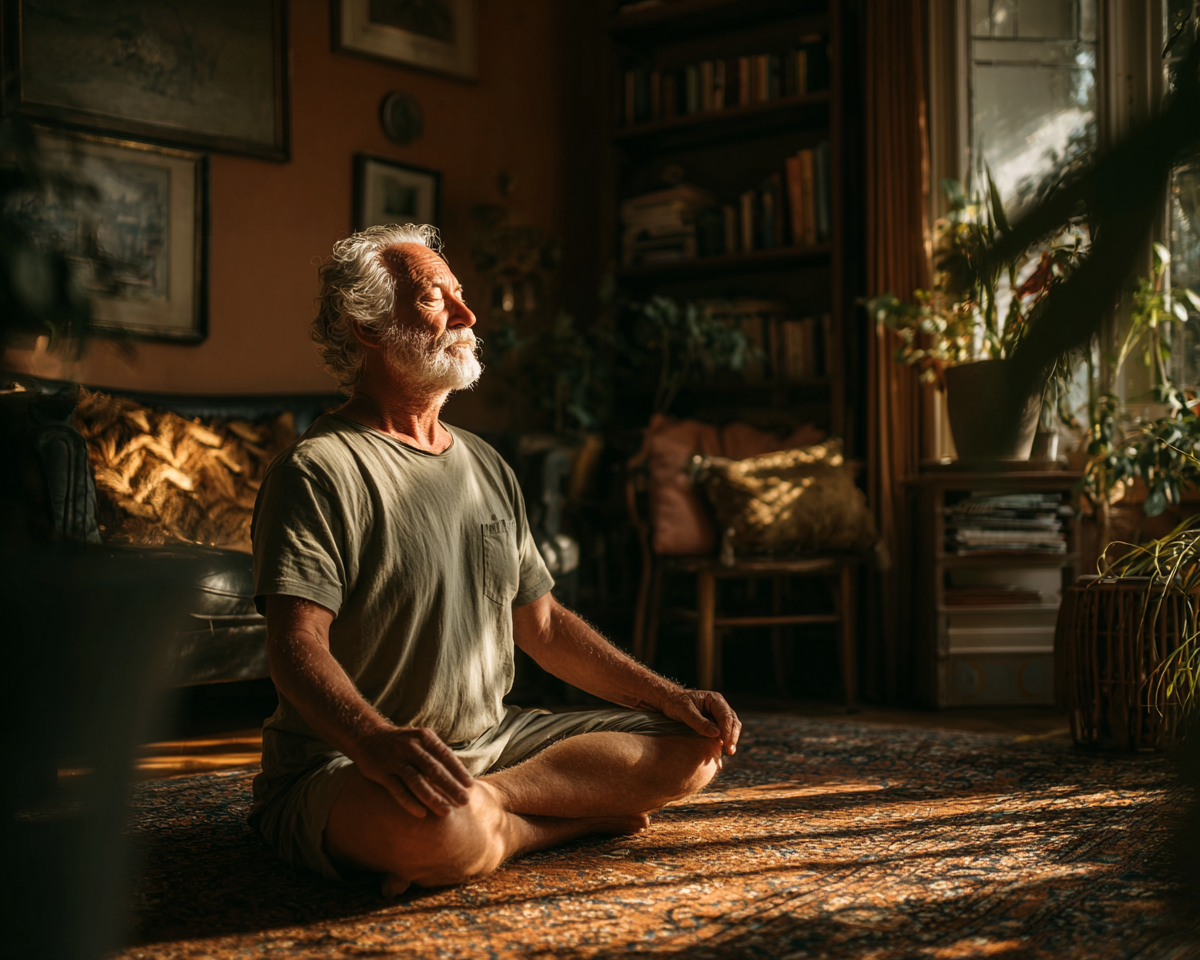 Practican yoga începător într-un mediu liniștit